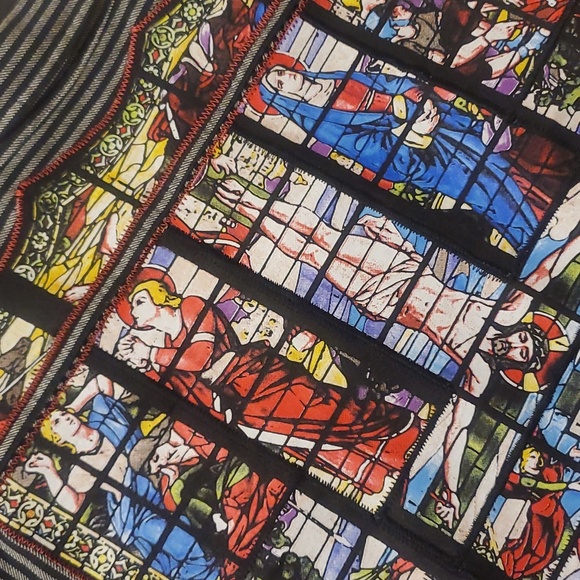 Levi's Striped Work Shirt - St. Jean Church, Mary, Jesus Print Patch Embroidered - Picture 17 of 17